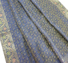 88"x48" Dining Table Top Cover Indian Banarasi Silk Woven Paisley DarkBlue Cloth