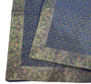 88"x48" Dining Table Top Cover Indian Banarasi Silk Woven Paisley DarkBlue Cloth