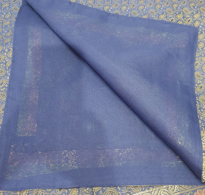 88"x48" Dining Table Top Cover Indian Banarasi Silk Woven Paisley DarkBlue Cloth