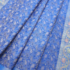 90"x48" Banarasi Dining Table Top Cover Indian Blue Silk Woven Paisley Cloth