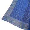 90"x48" Banarasi Dining Table Top Cover Indian Blue Silk Woven Paisley Cloth