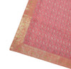 88" x 48" Banarasi Dining Table Top Cover Indian Pink Silk Woven Paisley Cloth