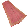 88" x 48" Banarasi Dining Table Top Cover Indian Pink Silk Woven Paisley Cloth