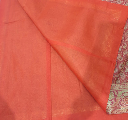 88"x48" Banarasi Dining Table Top Cover Indian Silk Woven Paisley Red Cloth Gift
