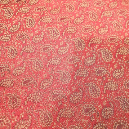 88"x48" Banarasi Dining Table Top Cover Indian Silk Woven Paisley Red Cloth Gift