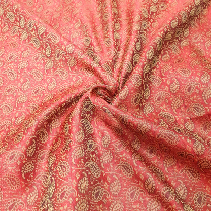 88"x48" Banarasi Dining Table Top Cover Indian Silk Woven Paisley Red Cloth Gift