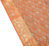 90"x48" Banarasi Dining Table Top Cover Indian Orange Silk Woven Paisley Cloth