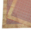 88"x48" Dining Table Top Cover Indian Banarasi Silk Woven Paisley Rust Cloth