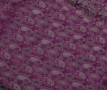 48 Inch Square Table Top Cover Purple Woven Zari Border Silk Brocade Cloth