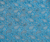 48 Inch Square Table Top Cover Blue Woven Zari Border Silk Brocade Cloth
