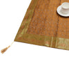 48 Inch Square Table Top Cover Mustard Woven Zari Border Silk Brocade Cloth
