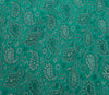 48 Inch Square Table Top Cover Teal Green Woven Zari Border Silk Brocade Cloth