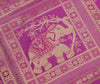 48 Inch Square Table Top Cover Magenta Woven Zari Border Brocade Elephant Cloth