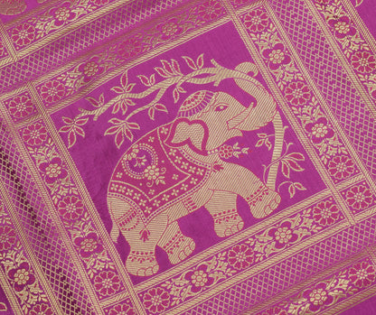 48 Inch Square Table Top Cover Magenta Woven Zari Border Brocade Elephant Cloth