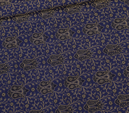 48 Inch Square Table Top Cover Blue Woven Zari Border Silk Brocade Cloth