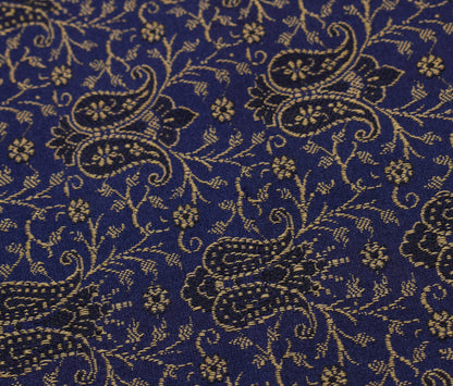 48 Inch Square Table Top Cover Blue Woven Zari Border Silk Brocade Cloth