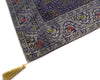 48 Inch Square Table Top Cover Blue Woven Zari Border Silk Brocade Cloth