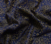 48 Inch Square Table Top Cover Blue Woven Zari Border Silk Brocade Cloth