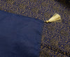 48 Inch Square Table Top Cover Blue Woven Zari Border Silk Brocade Cloth