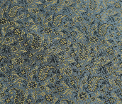 48 Inch Square Table Top Cover Gray Woven Zari Border Silk Brocade Cloth