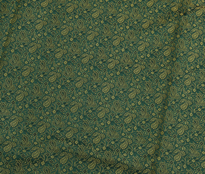 48 Inch Square Table Top Cover Green Woven Zari Border Silk Brocade Cloth