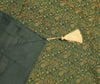 48 Inch Square Table Top Cover Green Woven Zari Border Silk Brocade Cloth