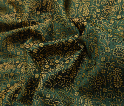 48 Inch Square Table Top Cover Green Woven Zari Border Silk Brocade Cloth