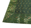 48 Inch Square Table Top Cover Dark Green Woven Zari Border Silk Brocade Cloth