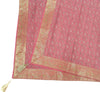 48" Square Banarasi Dining Table Top Cover Indian Silk Woven Paisley Pink Cloth