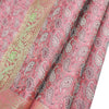 48" Square Banarasi Dining Table Top Cover Indian Silk Woven Paisley Pink Cloth