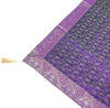 48"Square Banarasi Dining Table Top Cover Purple Indian Silk Woven Paisley Cloth