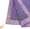 48"Square Banarasi Dining Table Top Cover Purple Indian Silk Woven Paisley Cloth