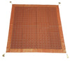 48"Square Banarasi Dining Table Top Cover Orange Indian Silk Woven Paisley Cloth