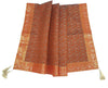 48"Square Banarasi Dining Table Top Cover Orange Indian Silk Woven Paisley Cloth