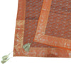 48"Square Banarasi Dining Table Top Cover Orange Indian Silk Woven Paisley Cloth
