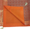 48"Square Banarasi Dining Table Top Cover Orange Indian Silk Woven Paisley Cloth