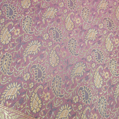 48" Square Banarasi Dining Table Top Cover Indian Silk Woven Paisley Wine Cloth