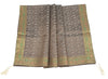 48" Square Banarasi Dining Table Top Cover Indian Silk Woven Paisley Brown Cloth