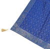 48"Square Banarasi Dining Table Top Cover Blue Indian Silk Woven Paisley Cloth