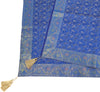 48"Square Banarasi Dining Table Top Cover Blue Indian Silk Woven Paisley Cloth