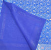48"Square Banarasi Dining Table Top Cover Blue Indian Silk Woven Paisley Cloth