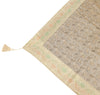 48"Square Banarasi Dining Table Top Cover Beige Indian Silk Woven Paisley Cloth