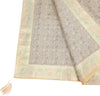 48"Square Banarasi Dining Table Top Cover Beige Indian Silk Woven Paisley Cloth