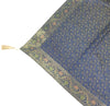 48"Square Banarasi Dining Table Top Cover Dark Blue Silk Woven Paisley Cloth