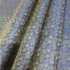 48"Square Banarasi Dining Table Top Cover Dark Blue Silk Woven Paisley Cloth