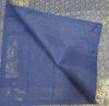 48"Square Banarasi Dining Table Top Cover Dark Blue Silk Woven Paisley Cloth