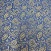 48"Square Banarasi Dining Table Top Cover Dark Blue Silk Woven Paisley Cloth