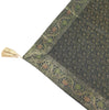 48"Square Banarasi Dining Table Top Cover Black Indian Silk Woven Paisley Cloth