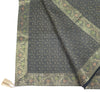 48"Square Banarasi Dining Table Top Cover Black Indian Silk Woven Paisley Cloth