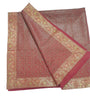 48"Square Banarasi Dining Table Top Cover Maroon Indian Silk Woven Paisley Cloth